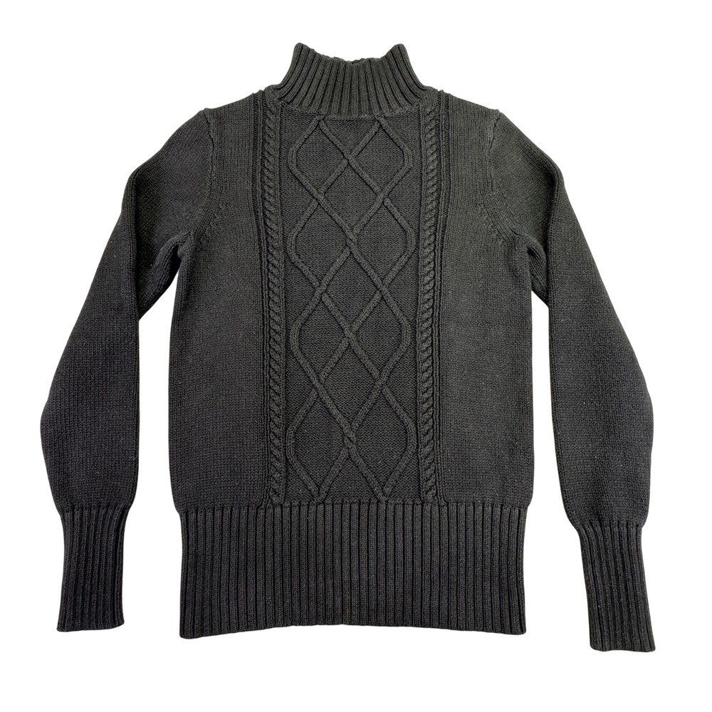 J. Crew Sweater Women's Medium Knit Turtleneck Long Sleeve Cable‎ Knit Black